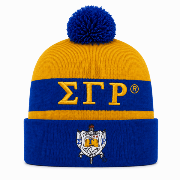 Embroidered Knit Beanie - Sigma Gamma Rho, Gold