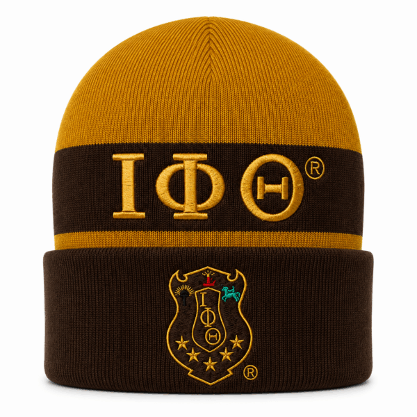 Embroidered Knit Beanie - Iota Phi Theta, Gold