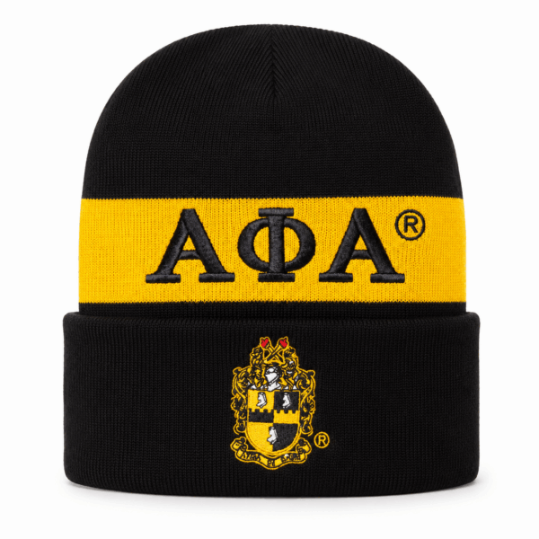 Embroidered Knit Beanie - Alpha Phi Alpha, Black