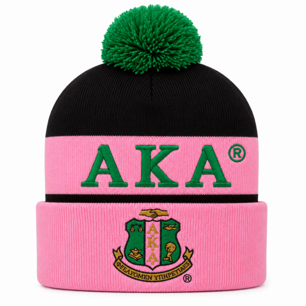 Embroidered Knit Beanie - Alpha Kappa Alpha, Black