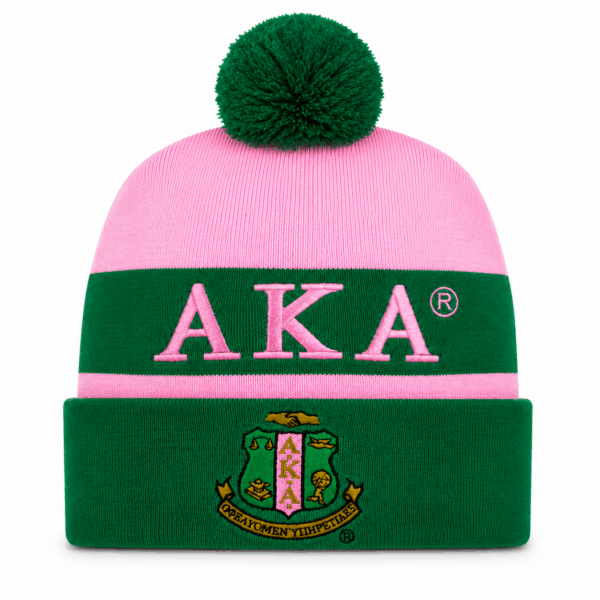 Embroidered Knit Beanie - Alpha Kappa Alpha, Pink