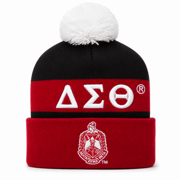 Embroidered Knit Beanie - Delta Sigma Theta, Black