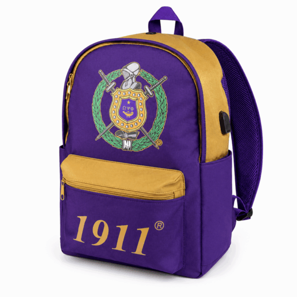 USB-Port Backpack - Omega Psi Phi, Purple