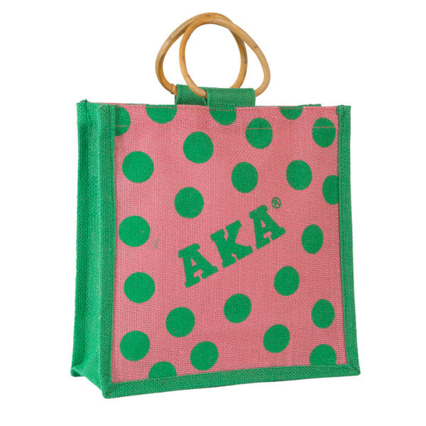 Mini Polka Dot Jute Bag - Alpha Kappa Alpha