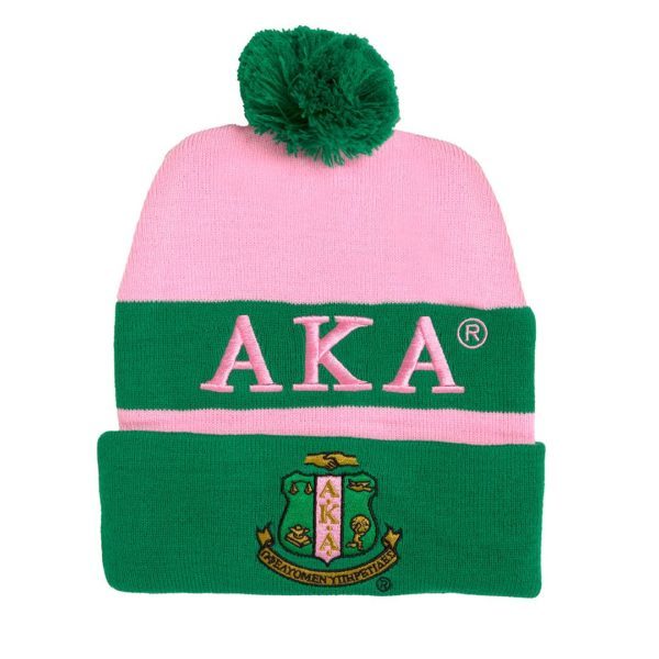 Embroidered Knit Beanie - Alpha Kappa Alpha, Pink