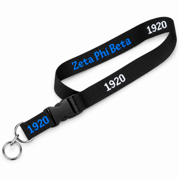 Woven Embroidered Lanyard - Zeta Phi Beta, Black