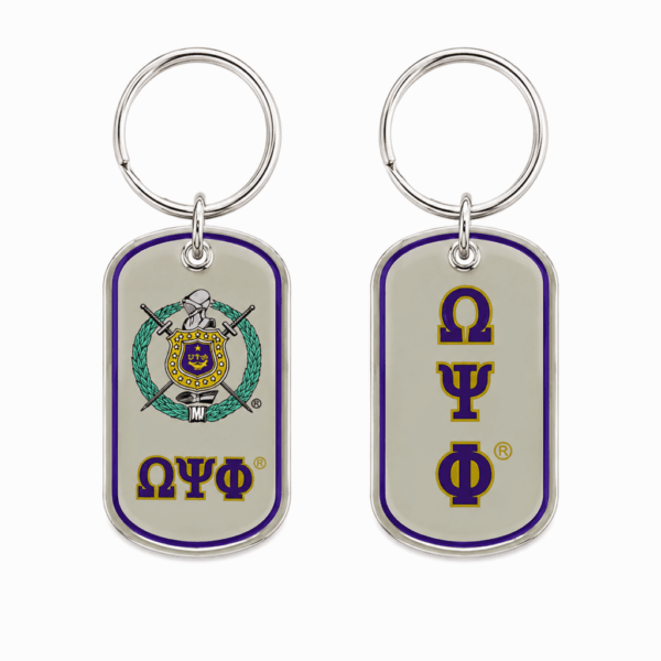 Epoxy Dog-Tag Key Ring - Omega Psi Phi