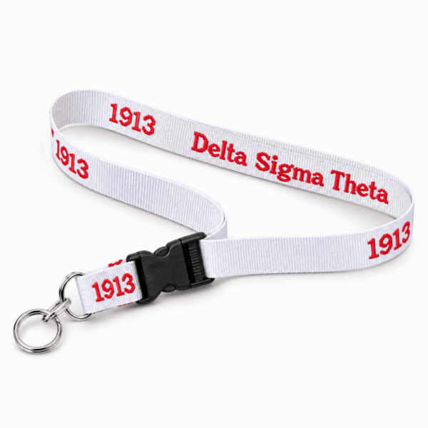 Woven Embroidered Lanyard - Delta Sigma Theta, White