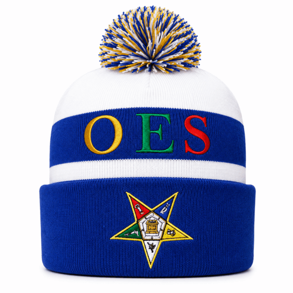 Embroidered Knit Beanie - Eastern Star, White