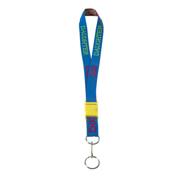Woven Embroidered Lanyard - D.O.I., Blue