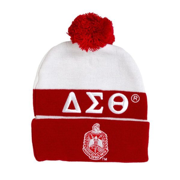 Embroidered Knit Beanie - Delta Sigma Theta, Red