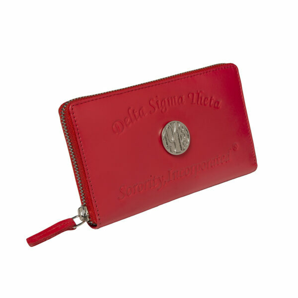 Embossed Soft Leather Wallet - Delta Sigma Theta, Red