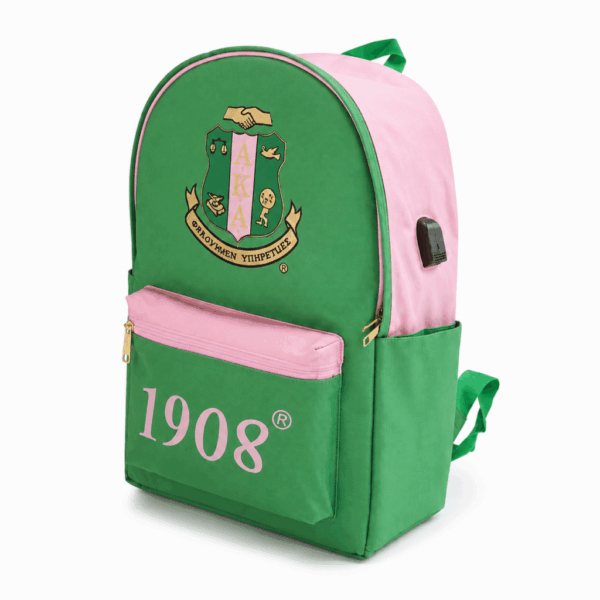 USB-Port Backpack - Alpha Kappa Alpha, Green