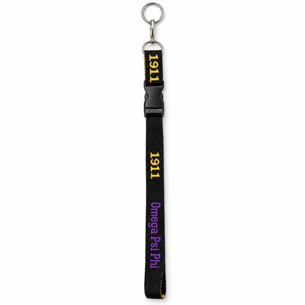 Woven Embroidered Lanyard - Omega Psi Phi, Black