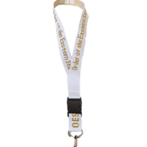 Woven Embroidered Lanyard - Eastern Star, White
