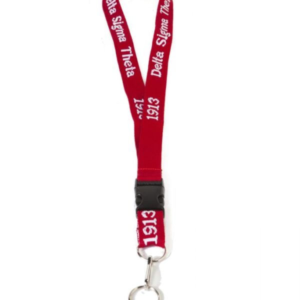 Woven Embroidered Lanyard - Delta Sigma Theta, Red