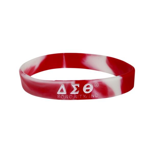 Tie-Dye Silicone Wristband - Delta Sigma Theta, Red/White
