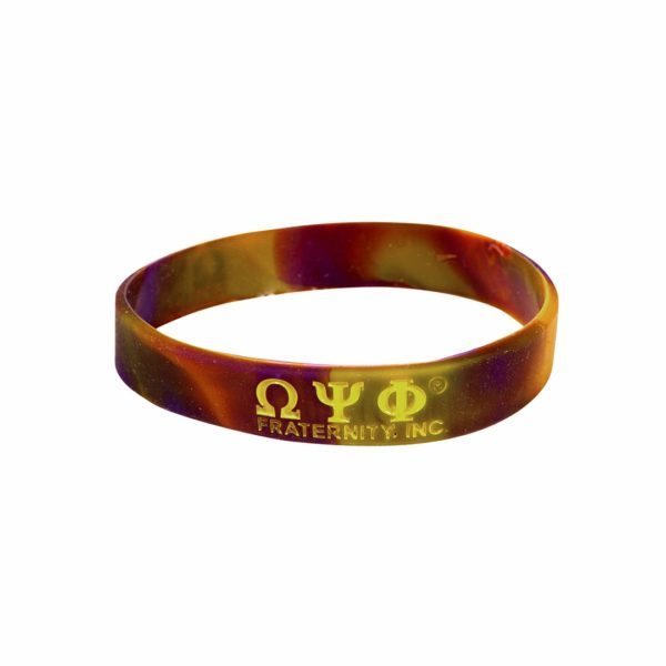 Tie-Dye Silicone Wristband - Omega Psi Phi, Purple/Gold
