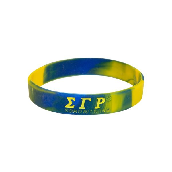 Tie-Dye Silicone Wristband - Sigma Gamma Rho, Blue/Gold
