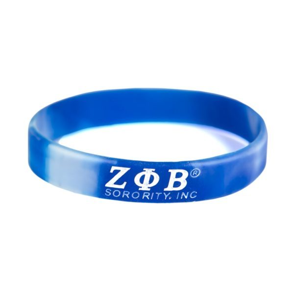Tie-Dye Silicone Wristband - Zeta Phi Beta, Blue/White