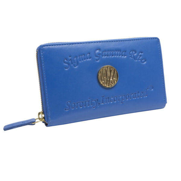 Embossed Soft Leather Wallet - Sigma Gamma Rho, Blue