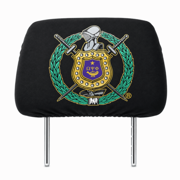 Car Seat Headrest Cover - Omega Psi Phi, Black