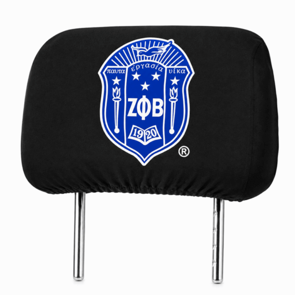Car Seat Headrest Cover - Zeta Phi Beta, Black