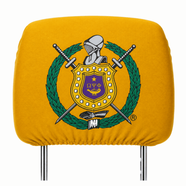 Car Seat Headrest Cover - Omega Psi Phi, OldGold