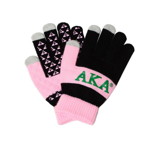 Knit Texting Gloves - Alpha Kappa Alpha, Black