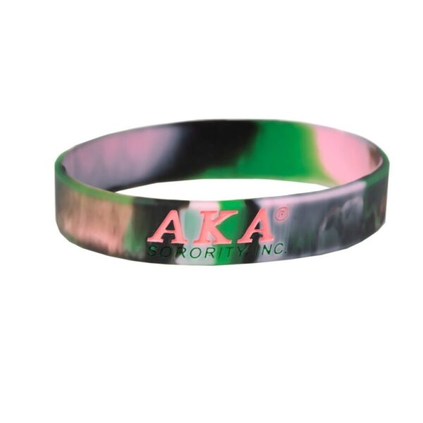 Tie-Dye Silicone Wristband - Alpha Kappa Alpha, Black/Pink