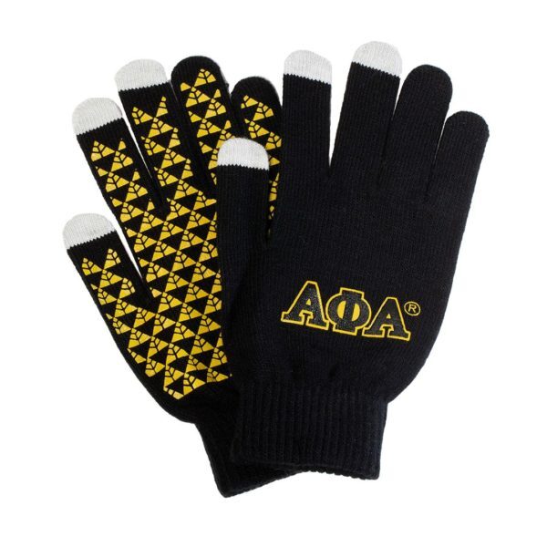 Knit Texting Gloves - Alpha Phi Alpha, Black