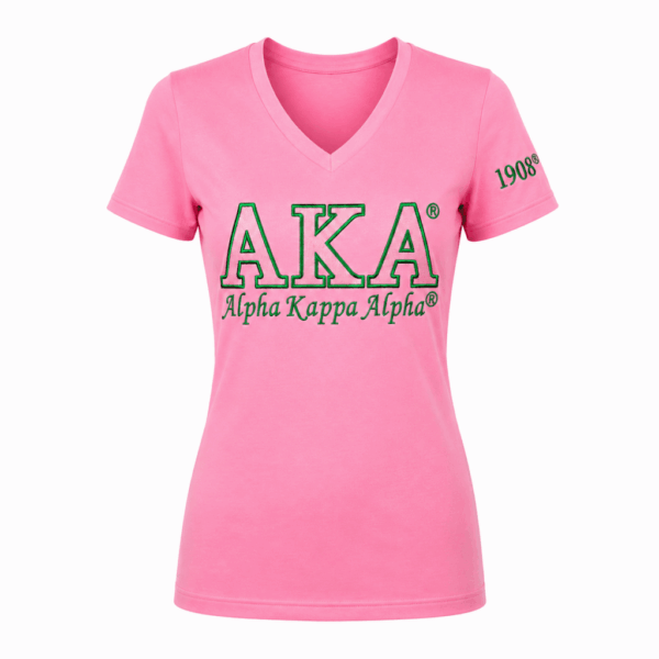 Luxury Embroidered Tee - Alpha Kappa Alpha, XXX-Large, Pink