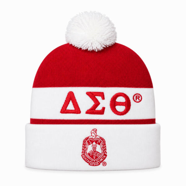 Embroidered Knit Beanie - Delta Sigma Theta, Red