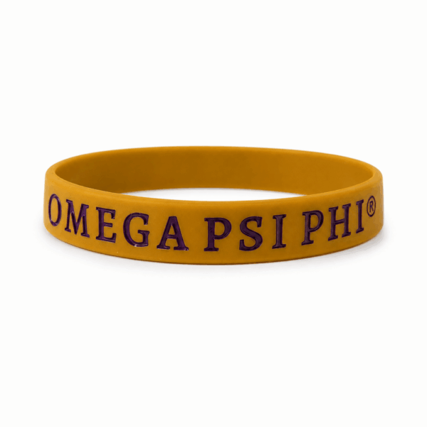 Solid Silicone Wristband - Omega Psi Phi, OldGold