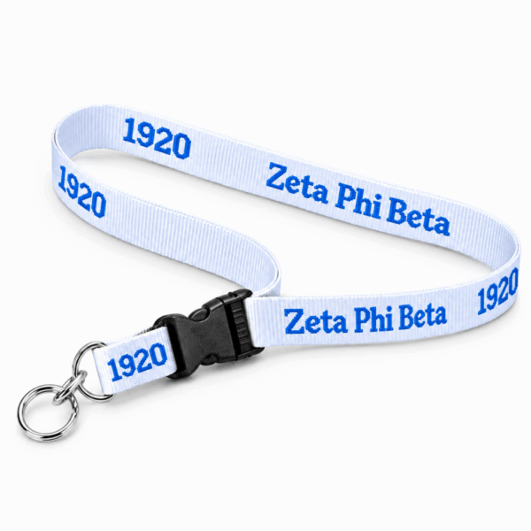 Woven Embroidered Lanyard - Zeta Phi Beta, White