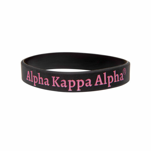 Solid Silicone Wristband - Alpha Kappa Alpha, Black