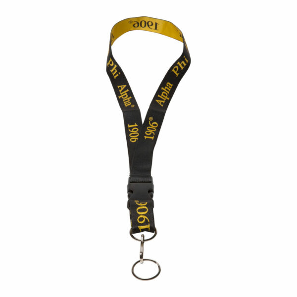 Woven Embroidered Lanyard - Alpha Phi Alpha, Black