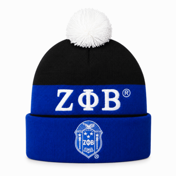 Embroidered Knit Beanie - Zeta Phi Beta, Black
