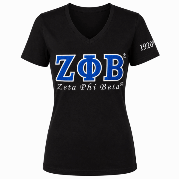 Luxury Embroidered Tee - Zeta Phi Beta, XXX-Large, Black