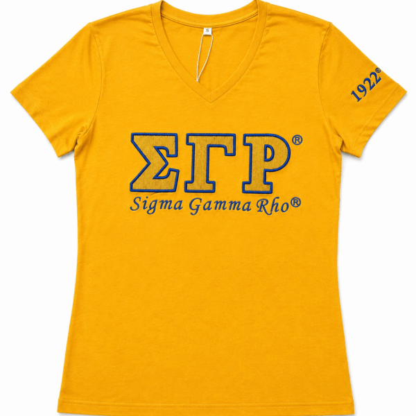 Luxury Embroidered Tee - Sigma Gamma Rho, XXX-Large, Gold