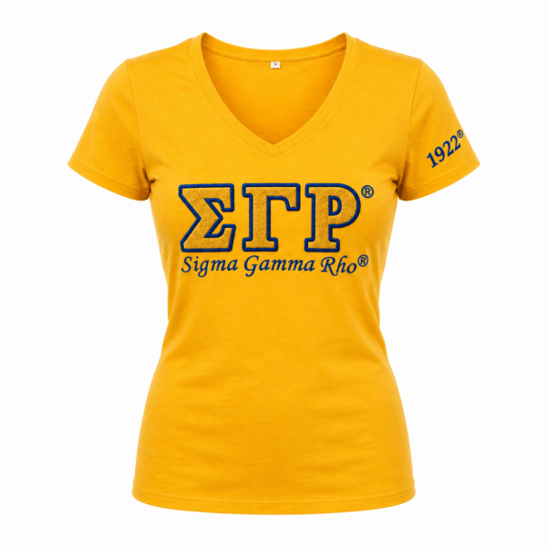 Luxury Embroidered Tee - Sigma Gamma Rho, Small, Gold