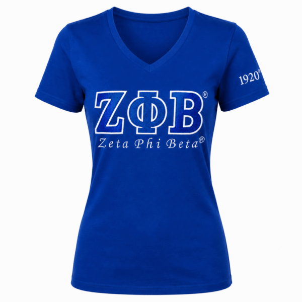 Luxury Embroidered Tee - Zeta Phi Beta, Medium, Blue