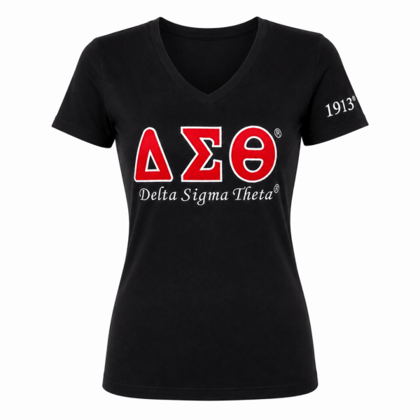 Luxury Embroidered Tee - Delta Sigma Theta, Medium, Black