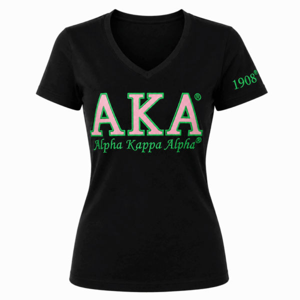 Luxury Embroidered Tee - Alpha Kappa Alpha, Medium, Black