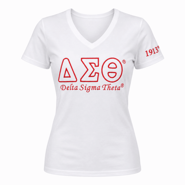 Luxury Embroidered Tee - Delta Sigma Theta, Small, White