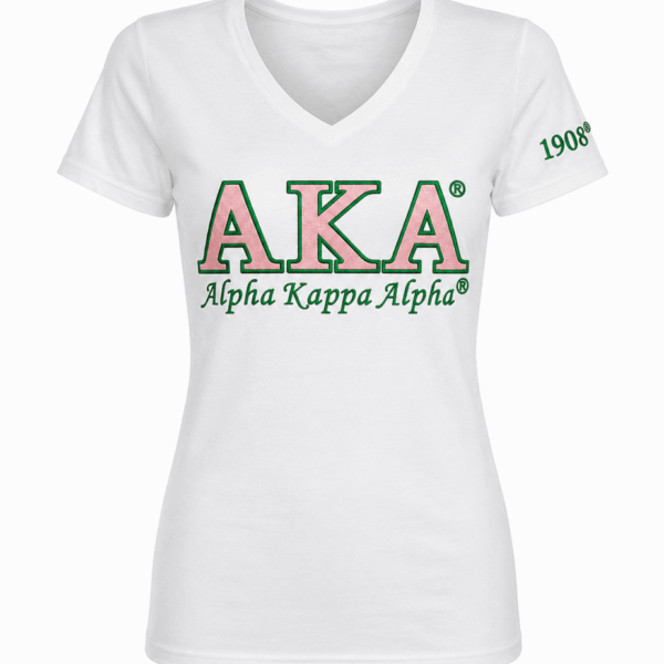 Luxury Embroidered Tee - Alpha Kappa Alpha, Small, White