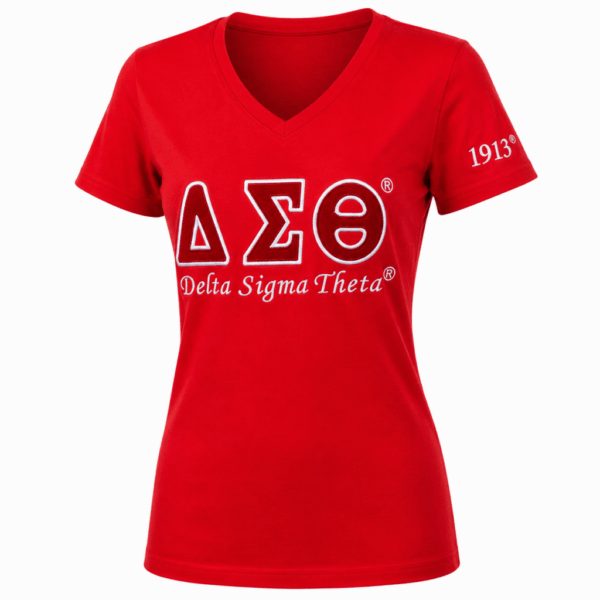 Luxury Embroidered Tee - Delta Sigma Theta, XXX-Large, Red
