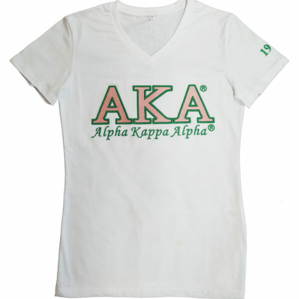 Luxury Embroidered Tee - Alpha Kappa Alpha, XXX-Large, White